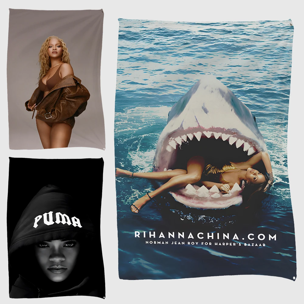 Singer R-Rihanna Tapestry Print Wall Tapestry Fabric Home Wall Rug Carpets Hanging Big Couch Blanket