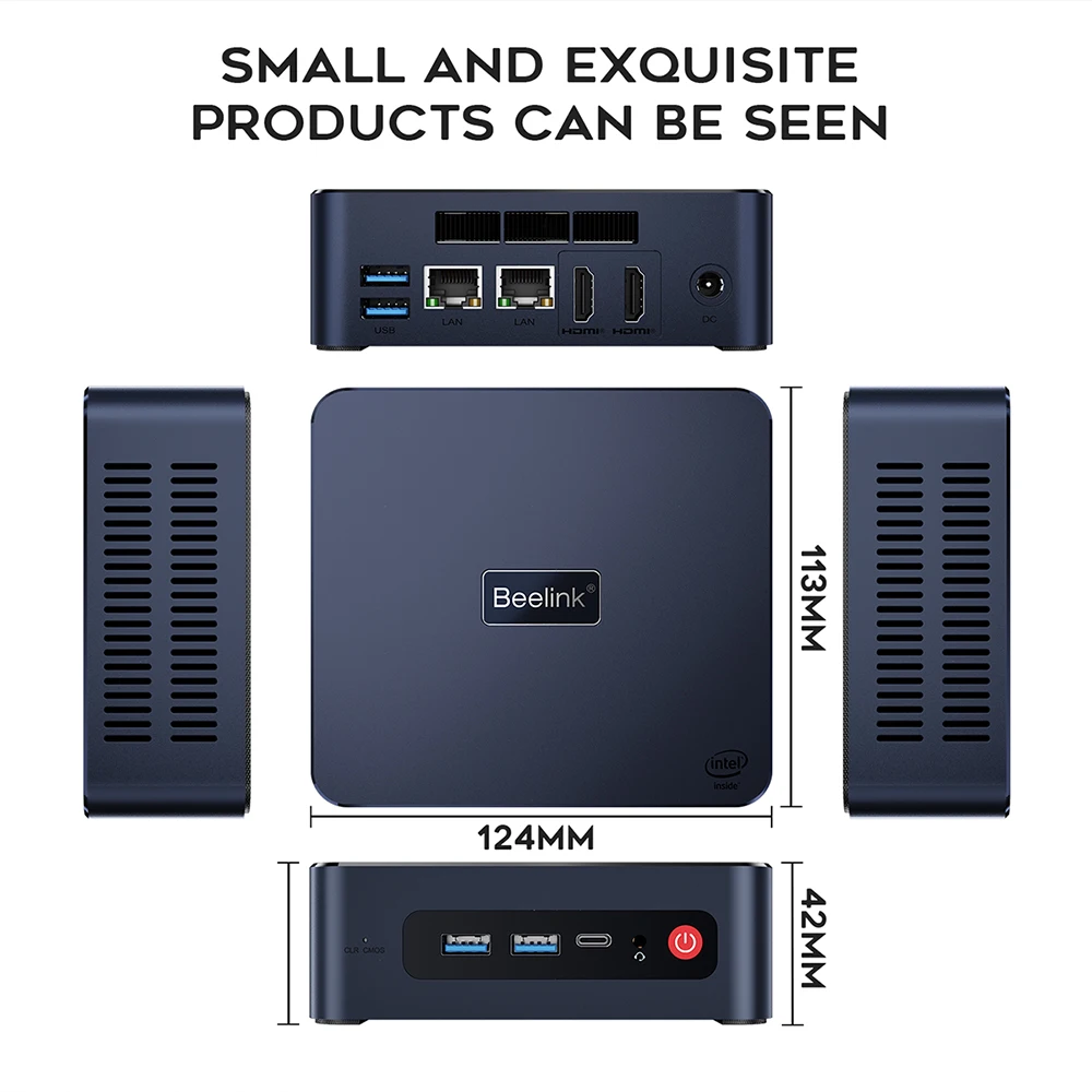 Beelink U59 Pro Gaming Mini Pc Intel Jasper Lake Processor N5105 DDR4 8G 16G SSD 500G Wifi6 BT5.2 Desktop Computer Office