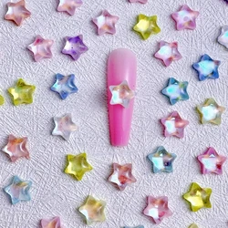 30PCS 8MM 3D Aurora Stars Nail Art Charms Jewelry Parts Accessories Rhinestones For Manciure Nails Decoration Supplies Material