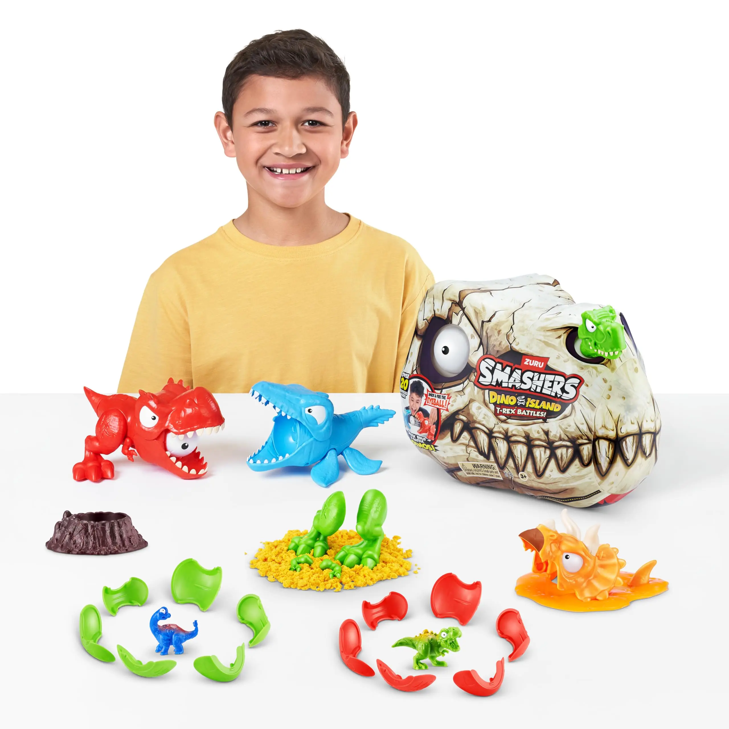 ZURU Smashers Dino Island Mini T-Rex Battles Playset Figures Surprise Unboxing Mini Skull Slime Sand Collectible Toys Boy Gifts