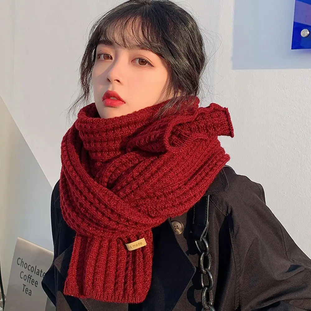 

Simple Knitting Knitted Scarf Soft Warm Winter Shawl Thicken Windproof Long Shawl Autumn Winter