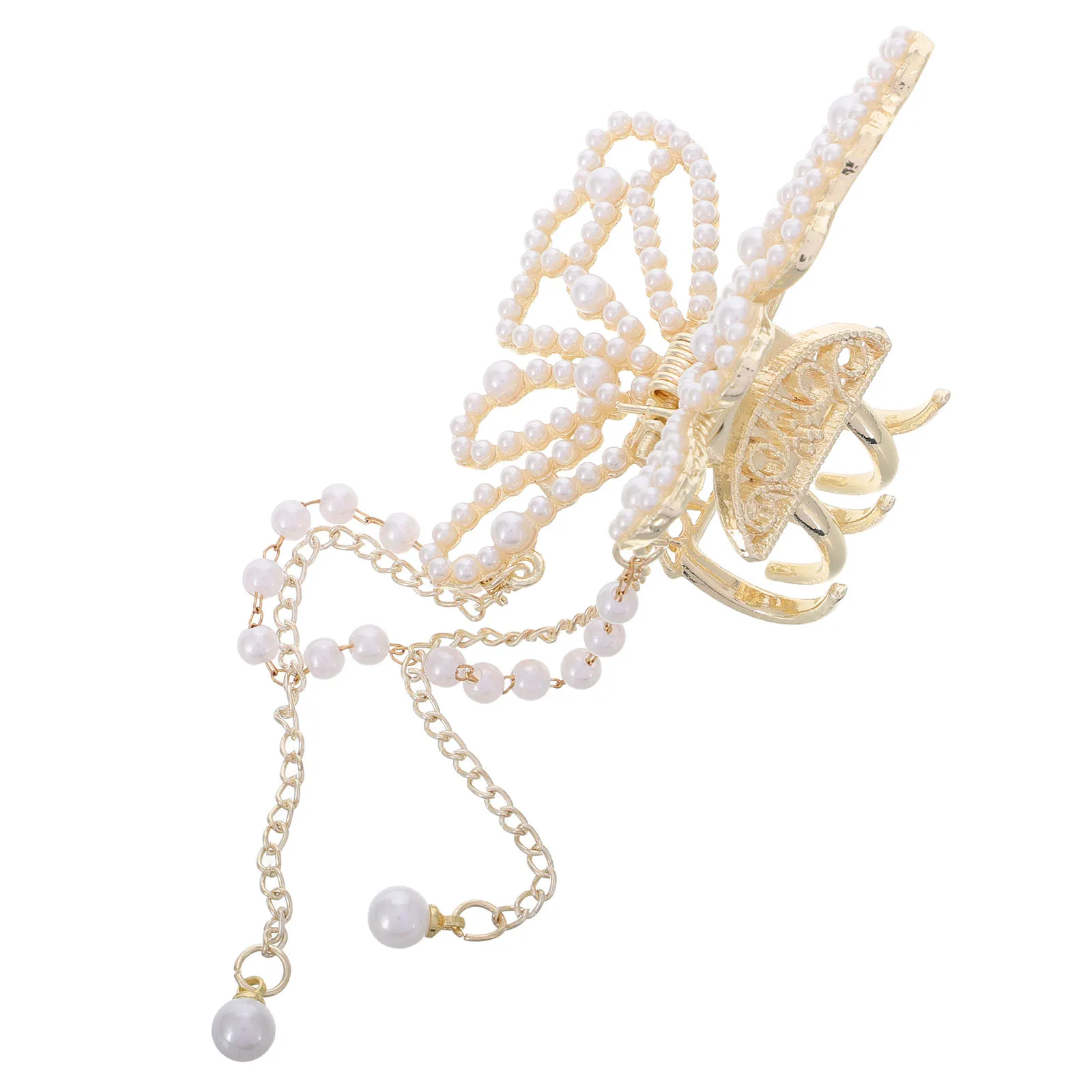 Butterfly Tassel Pearl Claw Clip Gold Hair Accessories Women Elegant Small Size Korean African Style