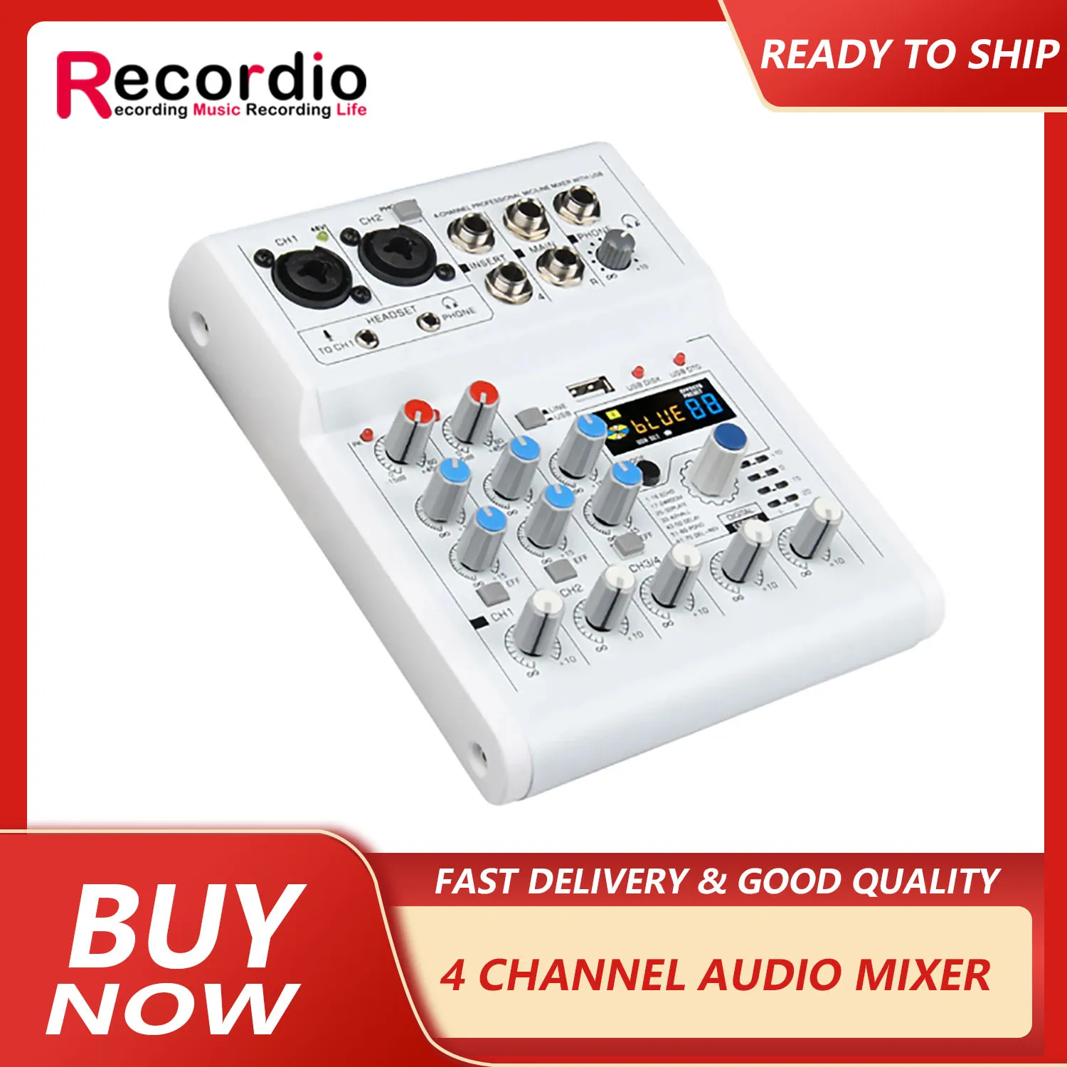 

GAX-E4 Blueteeth Sound Card Digital Small 4-Channel Mixer Professional Stage Live Streaming USB Mini Mixer