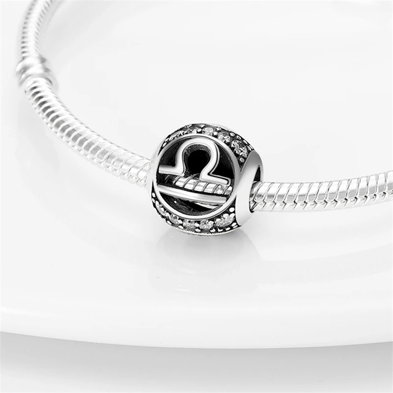 Twelve Constellation Beads 925 Sterling Silver Aquarius Leo Charm Beads Fit Original Bracelet Diy Jewelry Women Birthday Gifts