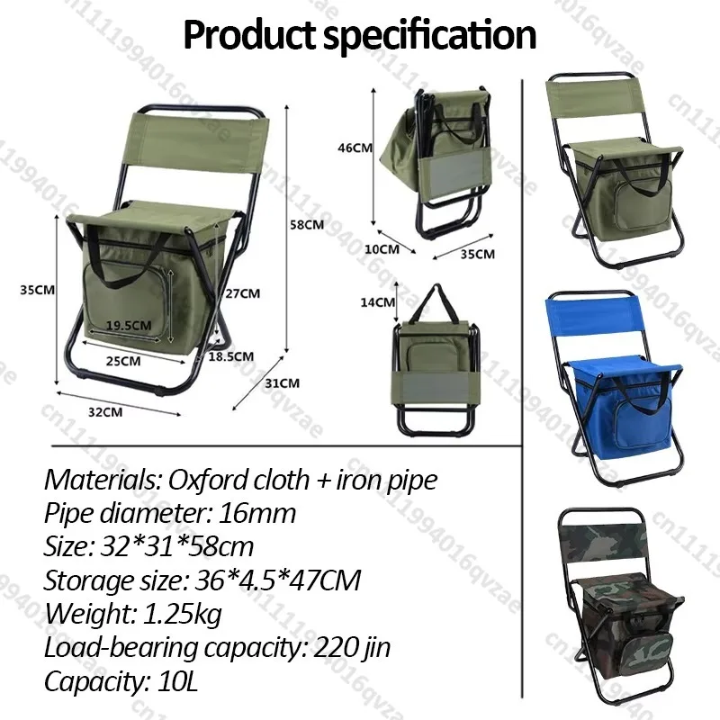 Portable 3-in-1 Outdoor Folding Chair with Storage Pocket and Insulated Backrest