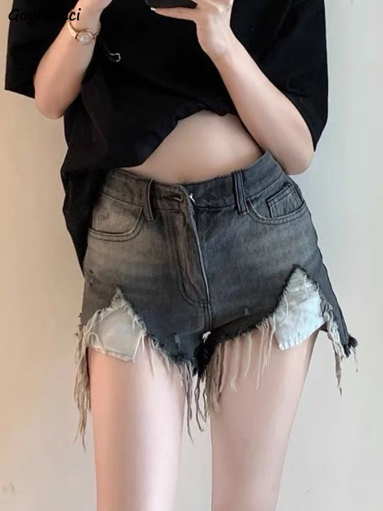 

S-5XL Shorts Women Asymmetrical Retro Slim Sexy Summer Hot Girls Creativity Streetwear New Casual All-match Empire Denim Ulzzang