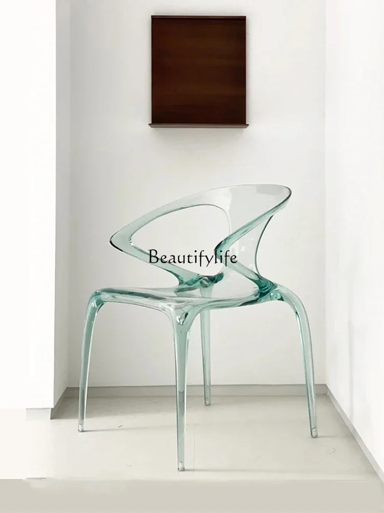 Nordic acrylic dining chair household with armrest transparent milk tea shop crystal chair leisure stool