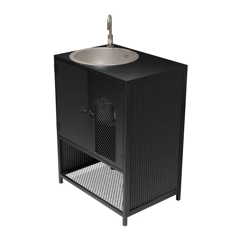 

Retro wrought iron industrial wind bar creative floor-to-ceiling washbasin bathroom container column basin
