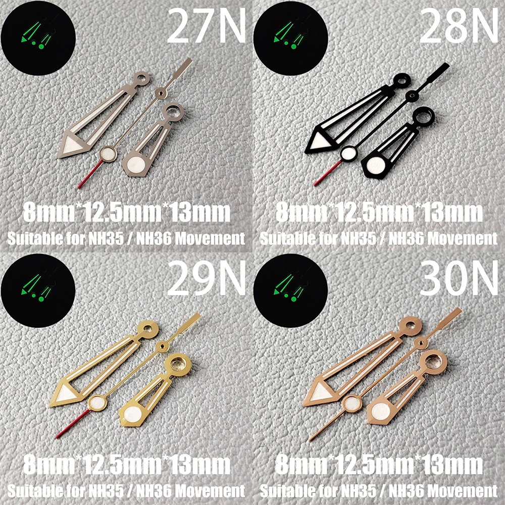 8*12,5*13 мм стрелки для часов NH35 стрелки NH36 стрелки C3 зеленые светящиеся подходит для NH35/NH36 аксессуары для часов