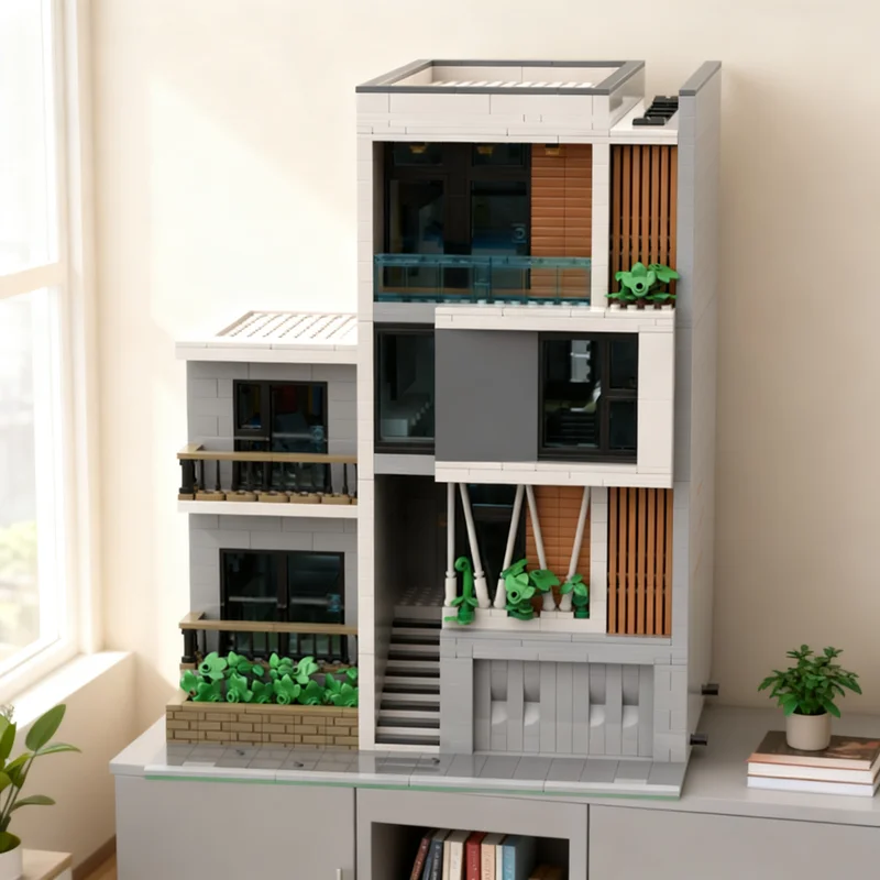 3031pcs MOC Modular Buildings Modern Luxury Town House Model Christmas Gift Creative Assembly Project Home Decor