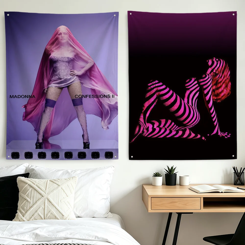 singer m-Madonna c-Confessions II flag Room hogar Dorm home Camping outdoor Banner Party Club Wall Hanging Decor Gift