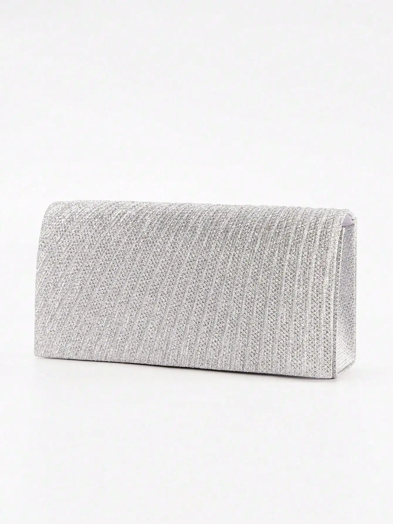 Embreagem de noiva com lantejoulas plissadas – Bolsa brilhante com alça de corrente para banquete/festa/presente formal dela