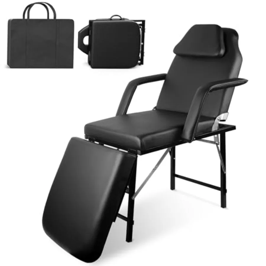 

Portable Foldable Tattoo Chair with Adjustable Height and Reclining Back Lightweight Spa Massage Table for Salon Beauty Treatme