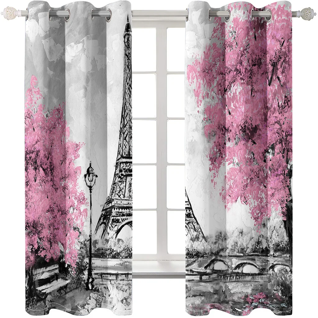 Romantic Paris Eiffel Tower Artist Photography Works Luxury Living Room Bedroom Decor Curtains 2 Panels