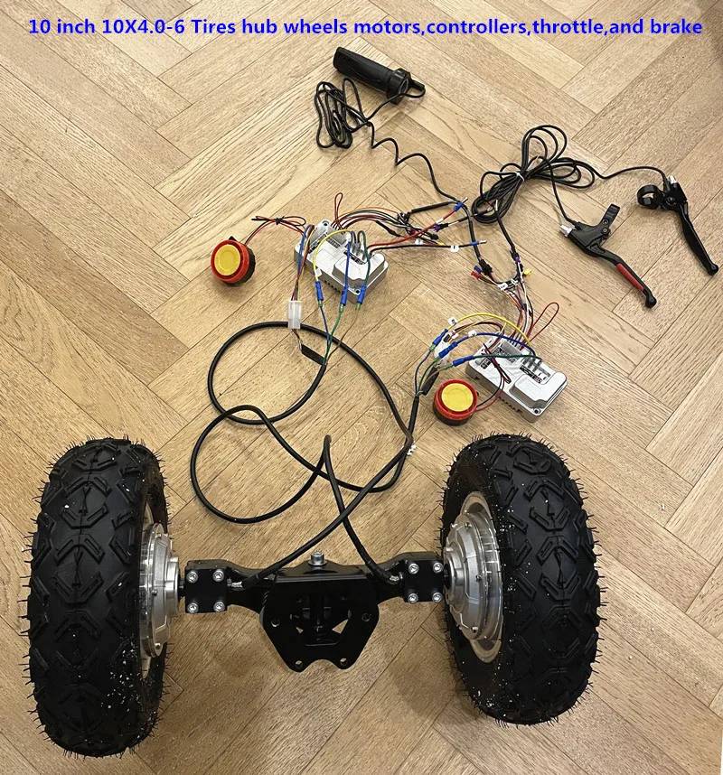 Two 10 inch 10X4.0-6 Tires hub wheels motors,two controllers,throttle,brake,Scooter Configuration Main Component phub-10ns