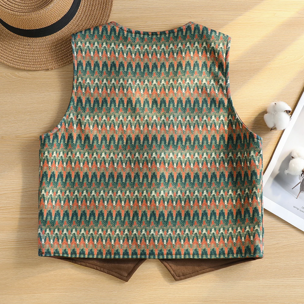 Versatile Short Women's Vest Premium Quality Two-Sided Wear Spring Autumn New Style Ladies Fashionable Button up Top