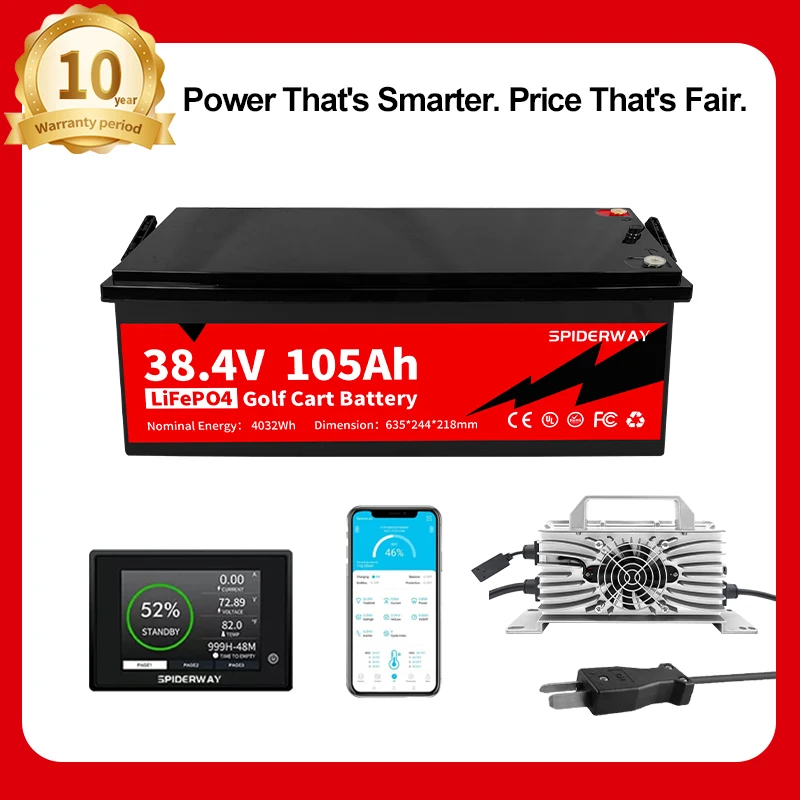 

36V 105Ah Golf Cart LiFePO4 Lithium Battery w/ Charger for Club Car EZGO Yamaha