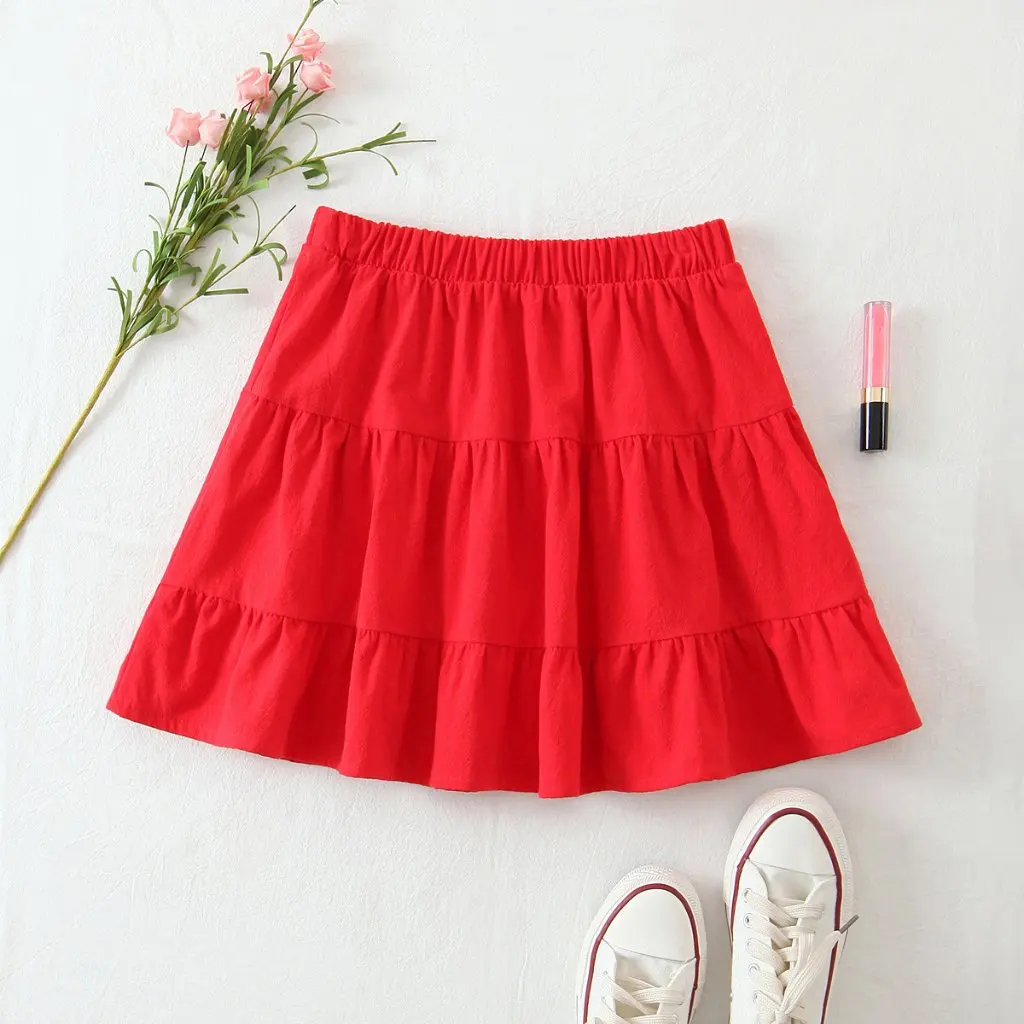

Women's Big Red Cotton Skirt European And American Style Fashion New Half Skirt for Ladies
