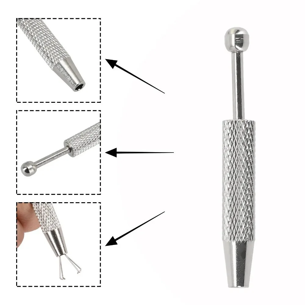 1PC Small Beads Tweezer Piercing Ball Grabber with 4 Jaw Holder Diamond Claw Tweezers IC Chips Gems Nuts Puller Tool Jewelry