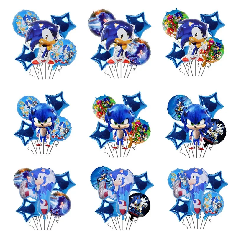 Globo de película de aluminio con personaje Sonic azul erizo, figura de acción de Sonic para niños, juego de dibujos animados, juguetes para fiestas temáticas, decoración de cumpleaños