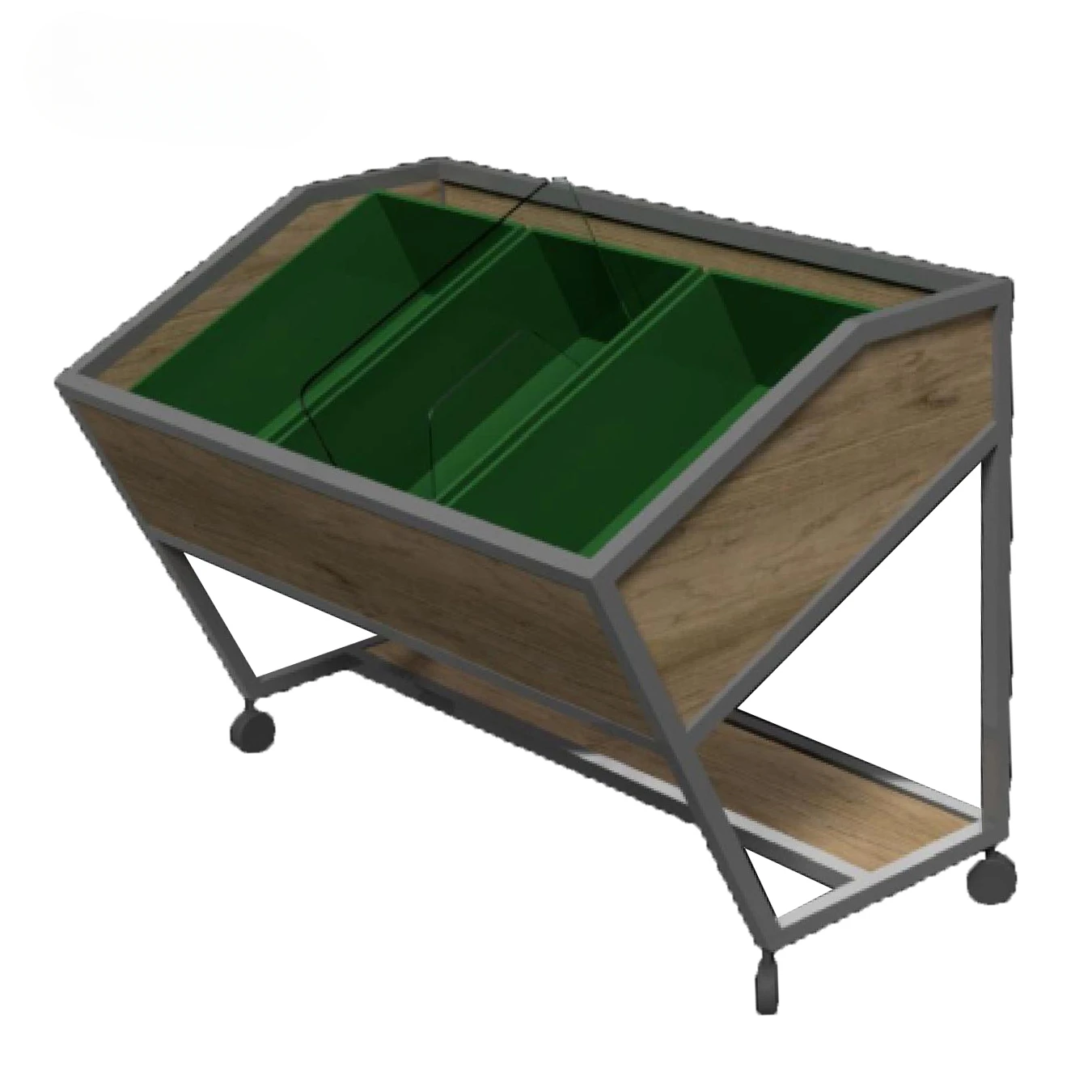 

Продуктовый магазин супермаркетов, деревянная стойка для фруктов и овощей со съемными и запираемыми колесами