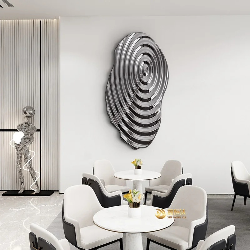 Ellipse Ripple metal stainless steel background wall pendant living room Bedroom villa wall decoration