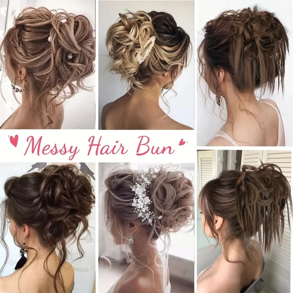 1 Stück flauschige Donut elegante Hochs teck frisur Chignon Haar Brötchen synthetische Perücken chaotisch Haar verlängerung Scrunchie elastische Haarteil Frauen täglichen Gebrauch