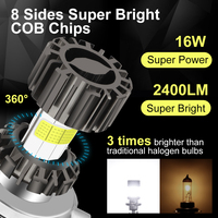 H4/P15D/BA20D 72W LED 8 COB Motorcycle Headlight Bulb 1800LM 6000K Hi/Lo Beam Light