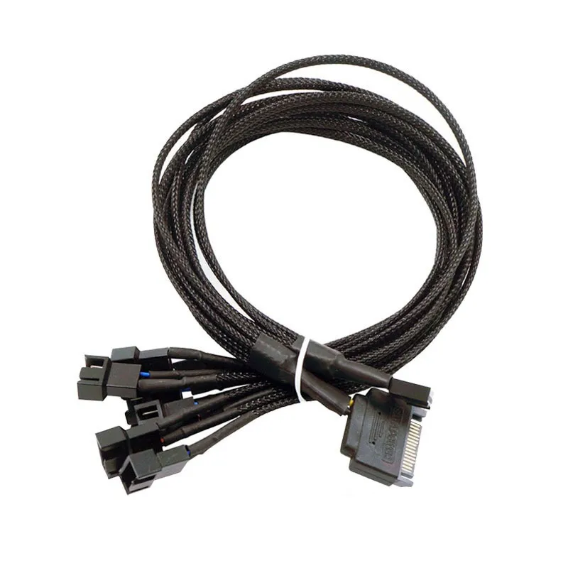 Fan Extension Power Splitter Cable Connector 12V 15Pin SATA to 4 Pin Power Adapter for HUB Case Cooler Y Cord