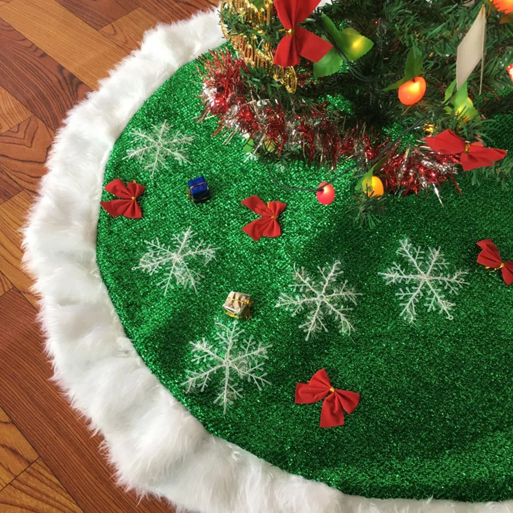 

Christmas Tree Skirt 125cm Green Snowflake Pattern Holiday Mat Decorative Cover Xmas Tree Decorations Christmas Decorations