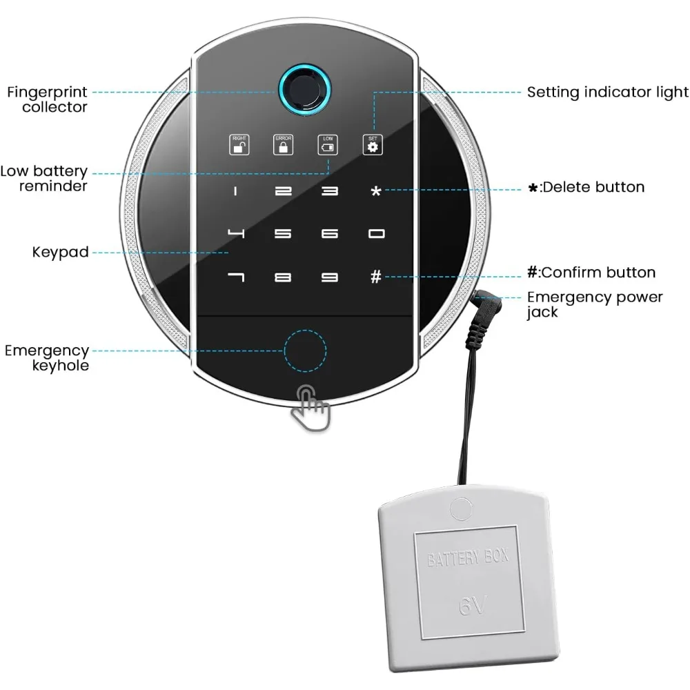 Cassaforte per pistola biometrica per impronte digitali a 5 pistole per fucili e pistole, armadio con tastiera digitale ad accesso rapido di grande capacità per impieghi gravosi