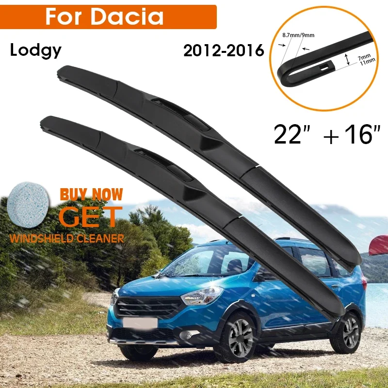 

Car Wiper For Dacia Lodgy 2012-2016 Windshield Rubber Silicon Refill Front Window Wiper 22"+16" LHD RHD Auto Accessories