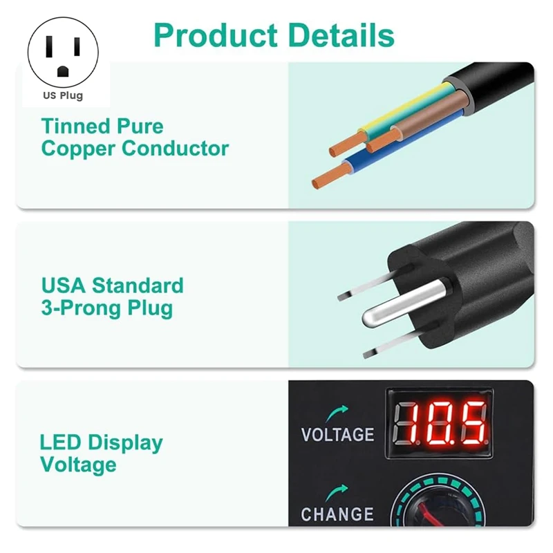 Universal Power Supply 3V-24V 3A 72W Adjustable Variable AC, AC To DC Converter With LED Voltage Display US Plug