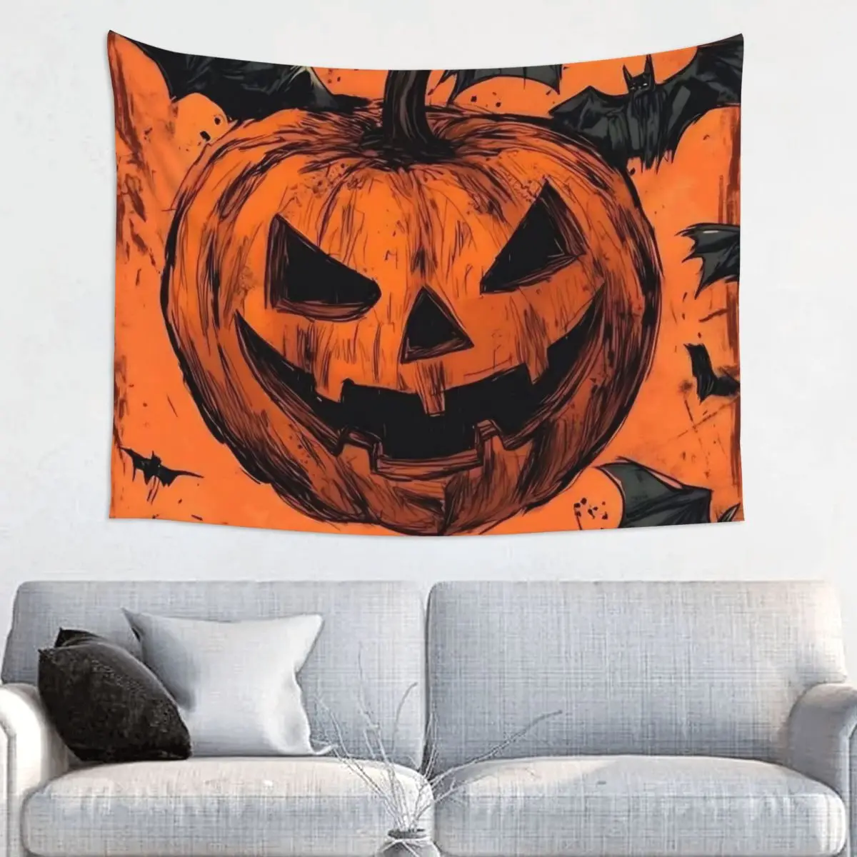 Pumpkin Jack O Lantern Halloween Tapestry Wall Hanging Printed Fabric Tapestry Fantasy Decoration Room Decor 95x73cm