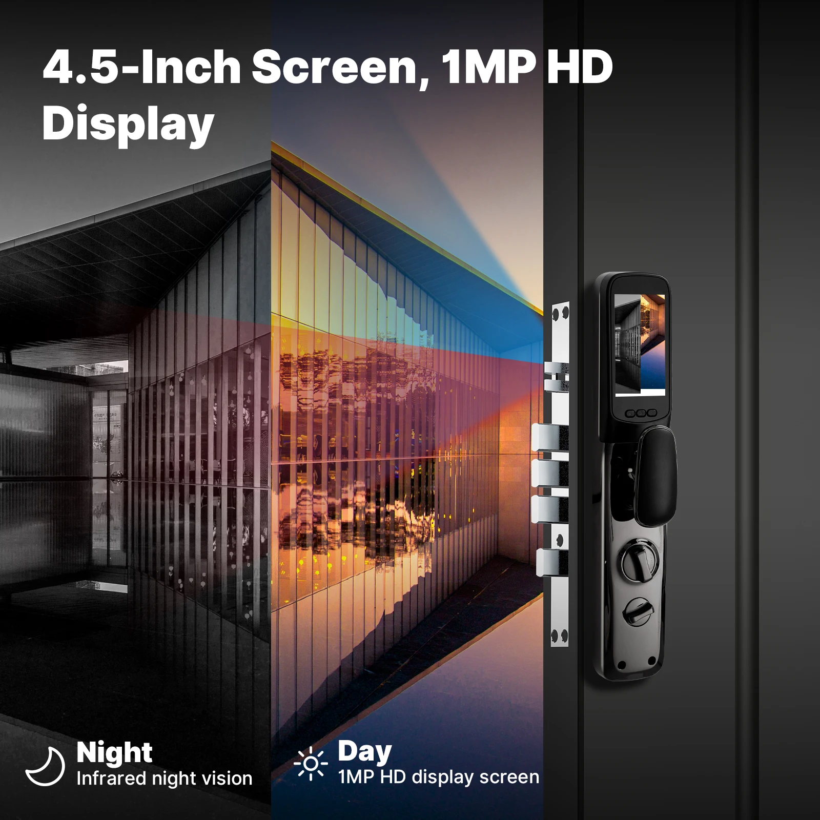 WiFi Smart Door Riconoscimento facciale 3D Telecamera da 1 MP Visione notturna Sveglia Impronta digitale Scheda IC Password Sblocco