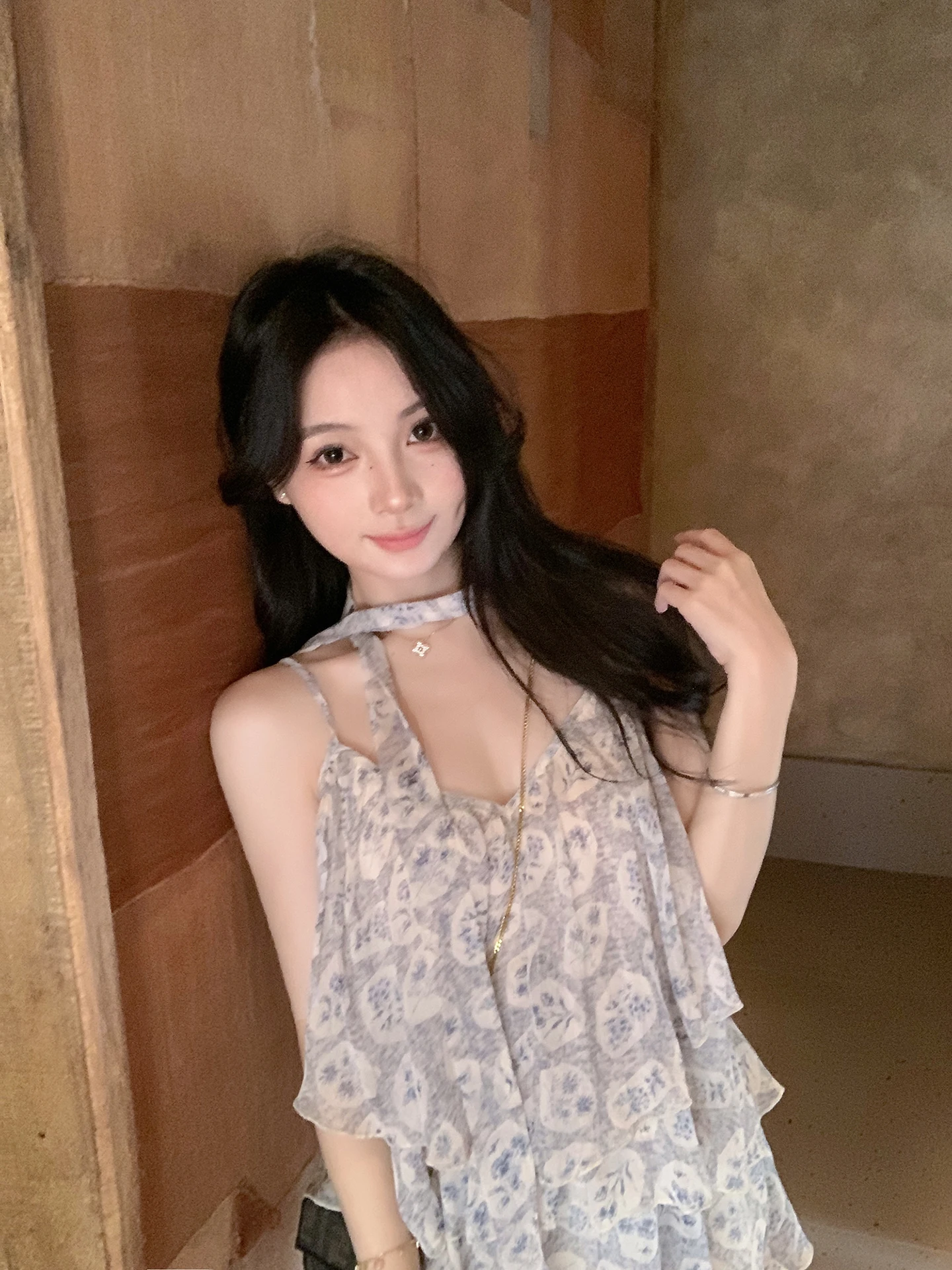 

ZhouYeye Summer New Sle Svel Strap Top Women's Thin Chiffon Vest Sweet Sle Print Loose Fit Outerwear Regular Length