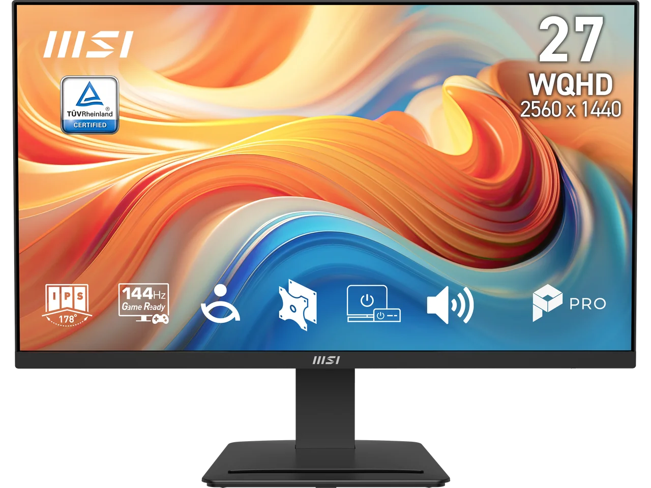 MSI 27 inch QHD 2K 1440P 144Hz IPS 1ms Computer Monitor with Built-in Speakers for both Work & Gaming PRO MP273Q E14