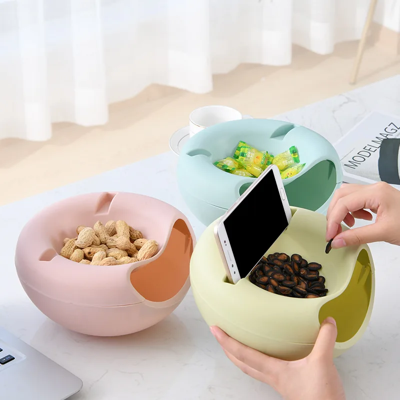 

Creative lazy fruit box fruit bowl ear-free melon seed artifact double cell phone holder melon seed bowl fruit bowl fruit basket