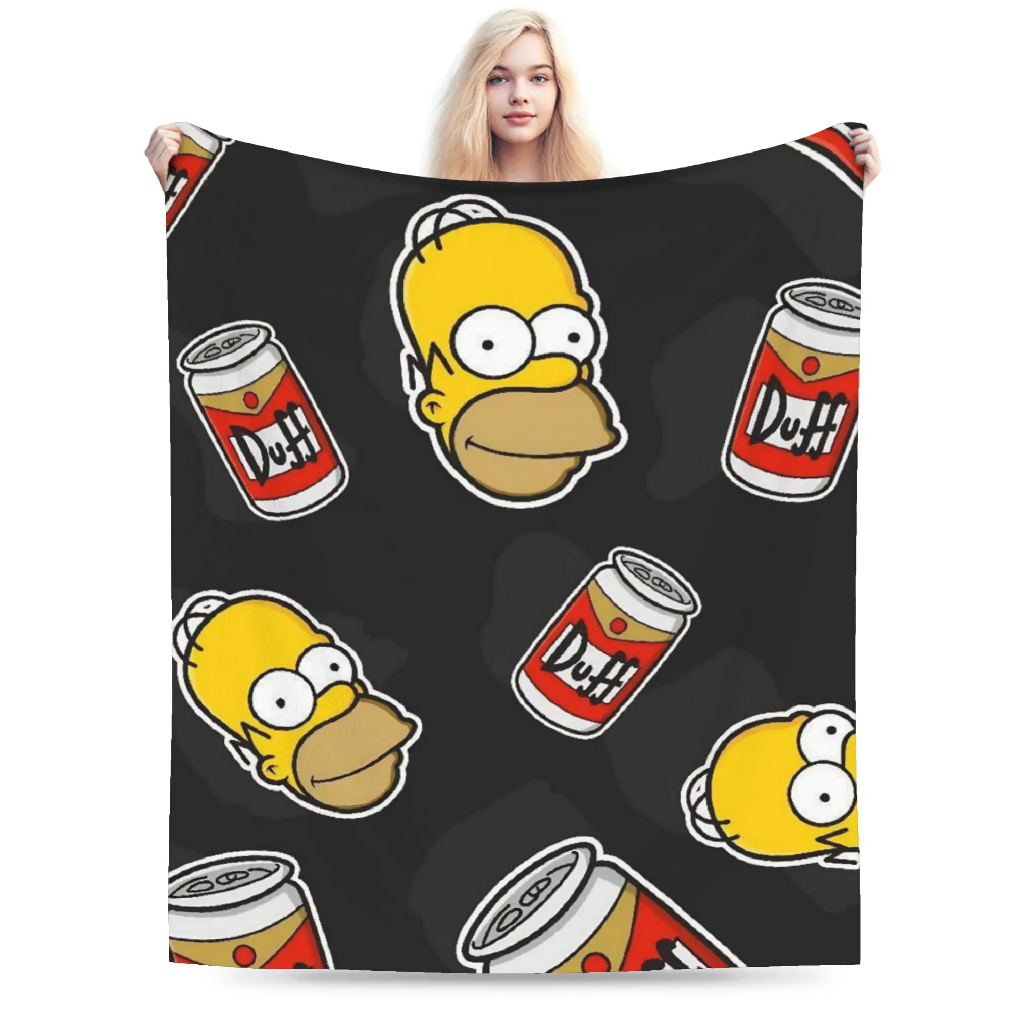 S-Simpson Blankets Coral Fleece Plush Spring Autumn  Portable Warm Throw Blankets for Sofa Car Quilt