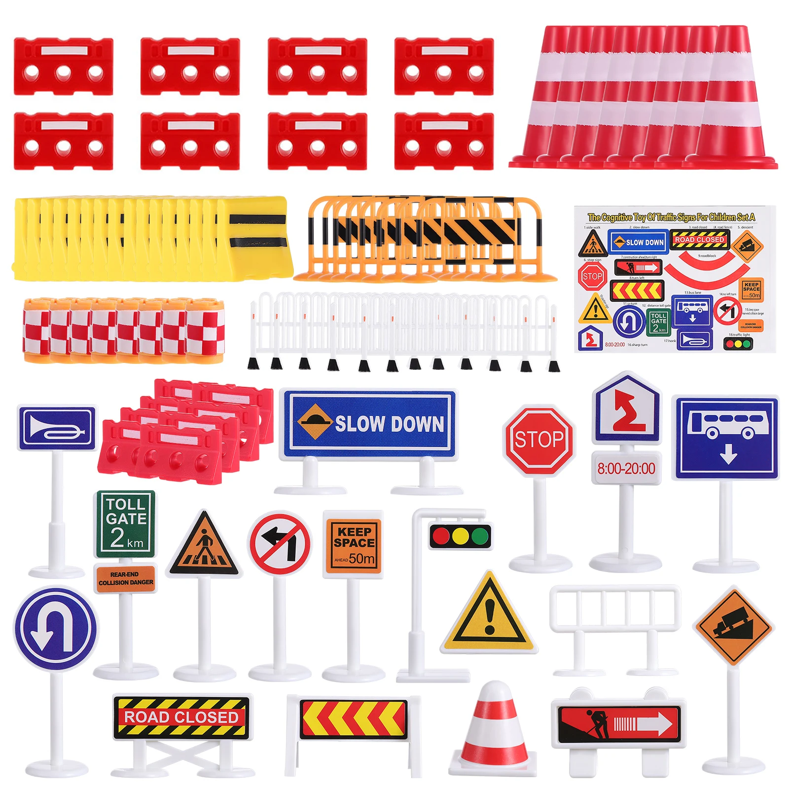 Ensemble de panneaux de signalisation routière en plastique, Surface lisse, ensemble de jeu éducatif imaginatif pour enfants, apprentissage des signes de rue, jouets de circulation