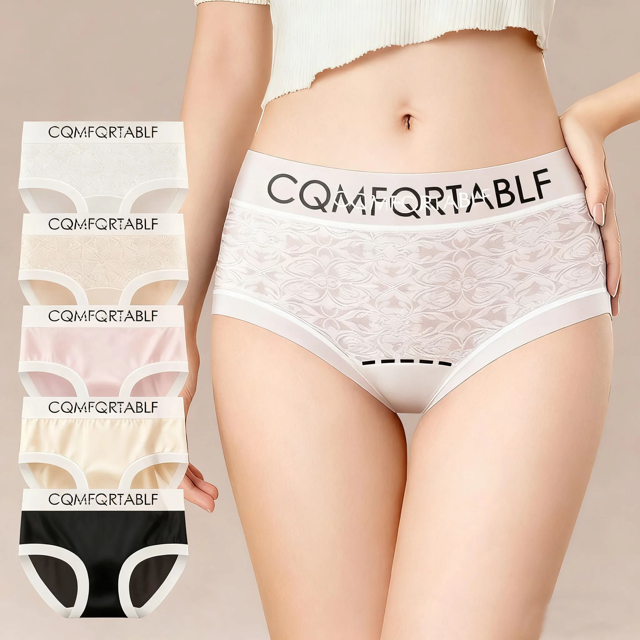 

3pcs Womens Ice Silk Seamless Panties Females Lace Comfort Underpants Brief Girls Solid Underwear Sexy Mid Waist Intimates Panty