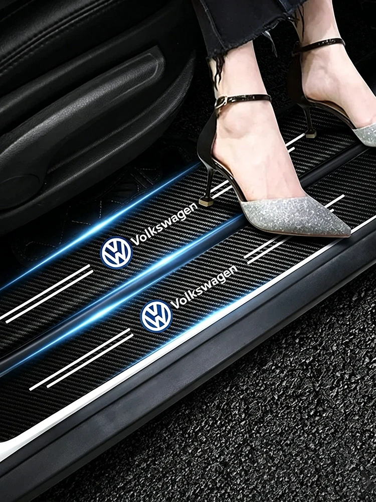 1/4/5 szt. Naklejki ochronne na progi drzwi samochodu z włókna węglowego do VW GTI Polo Golf MK6 MK7 Passat Tiguan Jetta Beetle Touran CC — 2