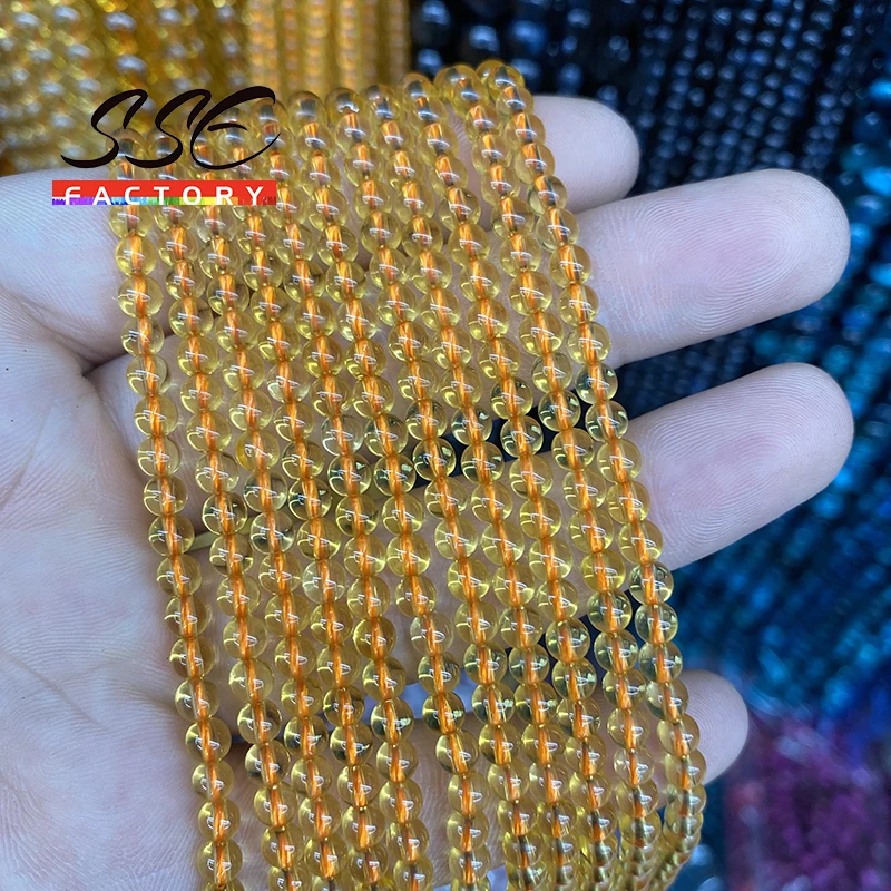 Natural Citrines Crystal Beads 5A Yellow Quartz Round Loose Spacer 4 6 8 10 mm Beads For Jewelry Making DIY Bracelet Necklace