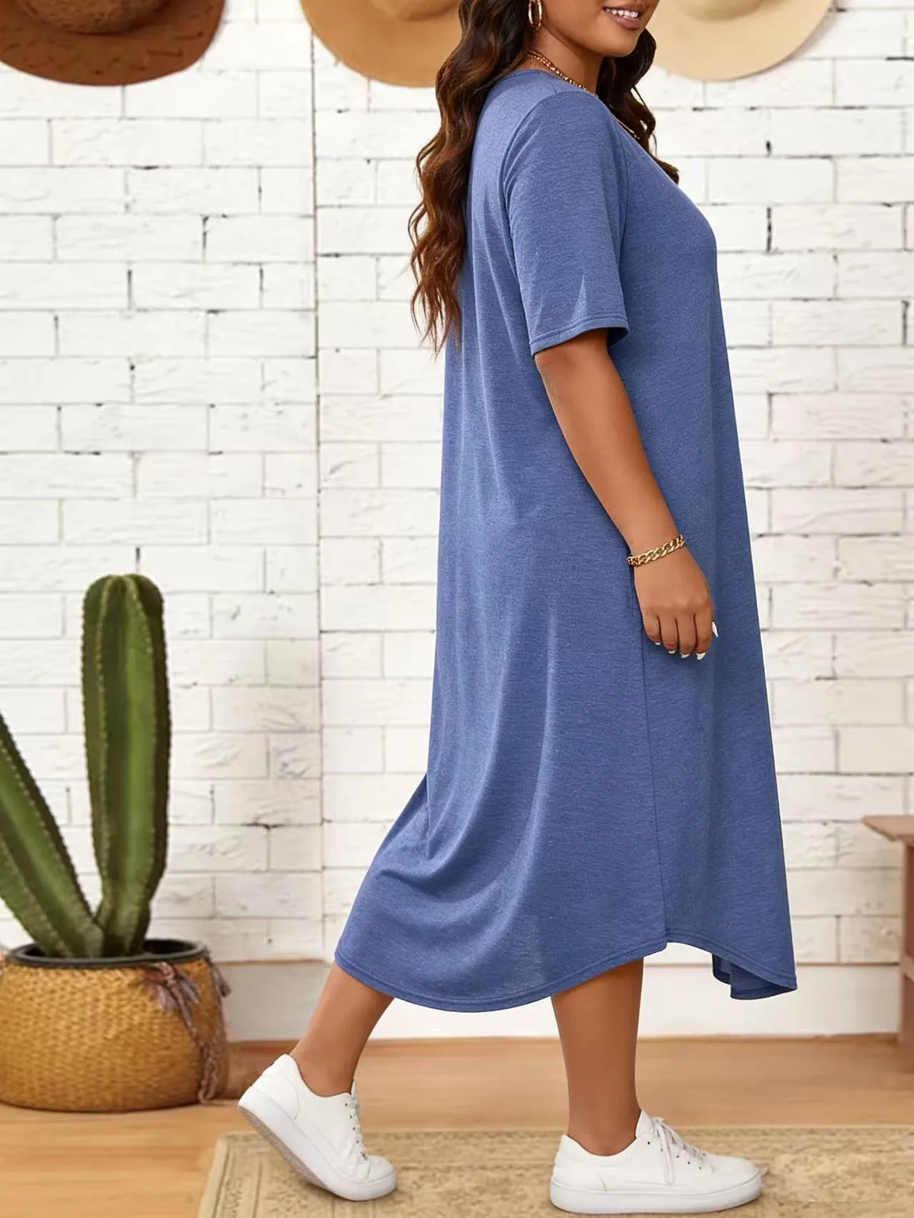 Dames plus size jurk zomer korte mouw