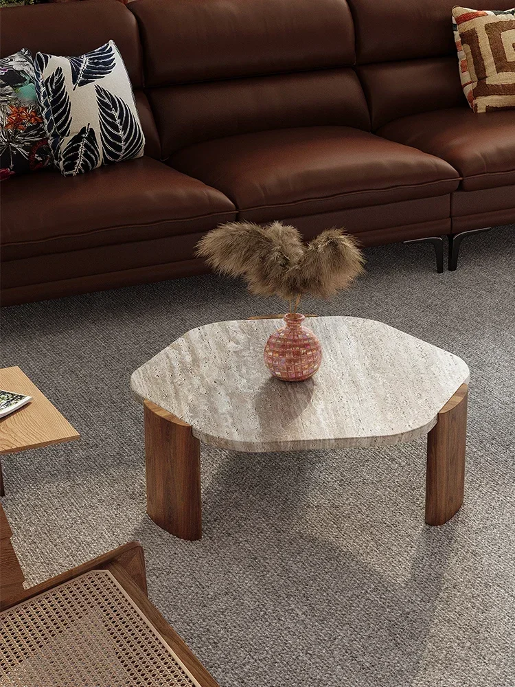 Natural marble coffee table, living room coffee table, home cave stone tea table, office minimalist Italian coffee table