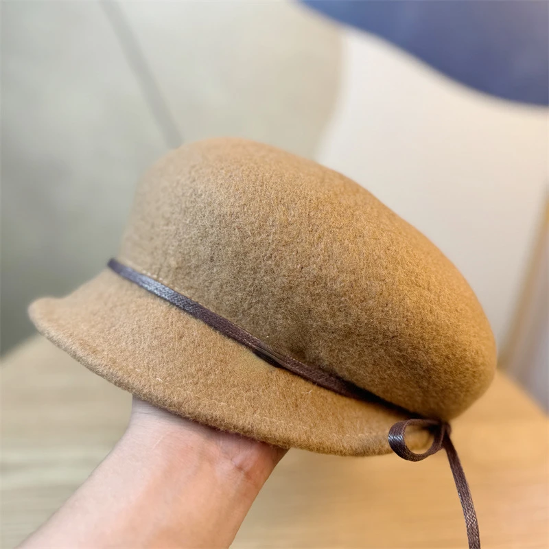 Beret Hat Women Autumn Winter Light Luxury Wool Blend Show Face Small Fashion Painter Hats England Retro Bud Cap