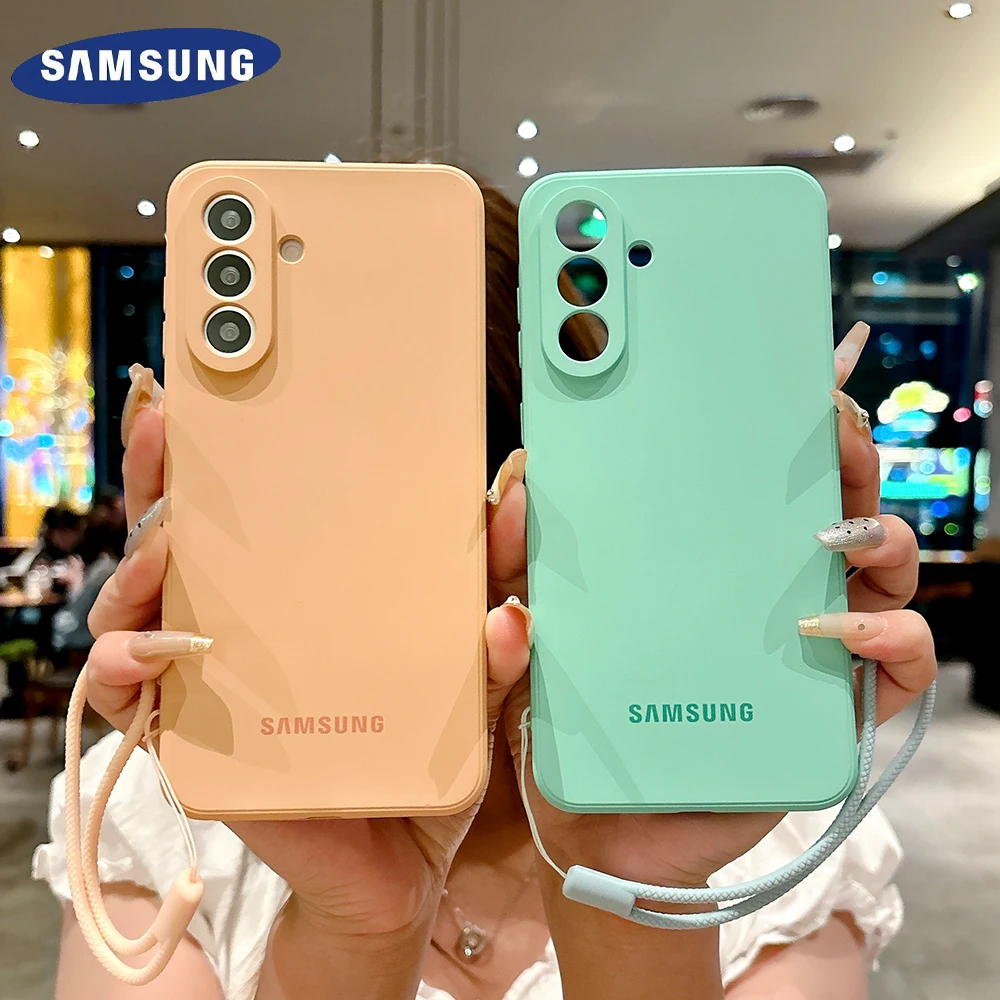 Жидкий силиконовый чехол для Samsung Galaxy S25 Edge S24 Ultra S23 S22 Plus S21 FE Note 20, нейлоновый ремешок на запястье, мягкий противоударный чехол Жидкий силиконовый чехол для Samsung Galaxy S25 Edge S24 Ultra S23 S22 Plus S21 FE Note 20, нейлоновый ремешок на запястье, мягкий противоударный чехол