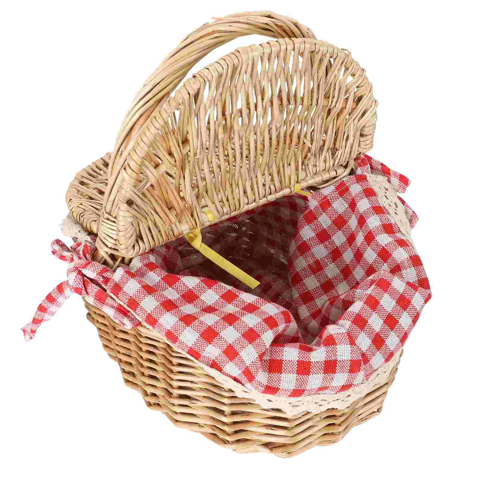 

Picnic Basket Baskets with Lids Woven Storage Fruit Wicker Outdoor Bread Home Snack Serving Food Accessories Child