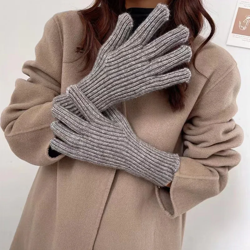 New Touch Screen Gloves for Playing Phone Women Winter Thicken Warm Knitted Stretch Gloves Full Finger Outdoor Skiing Gloves Y2K