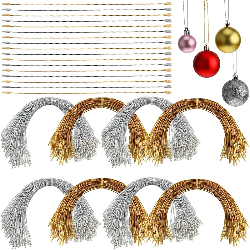 100pcs Gold Silver Tag String Garment Tag Hanging String Plastic Cotton Rope Christmas Gift Tag Ribbon Xmas Tree Drop Ornaments